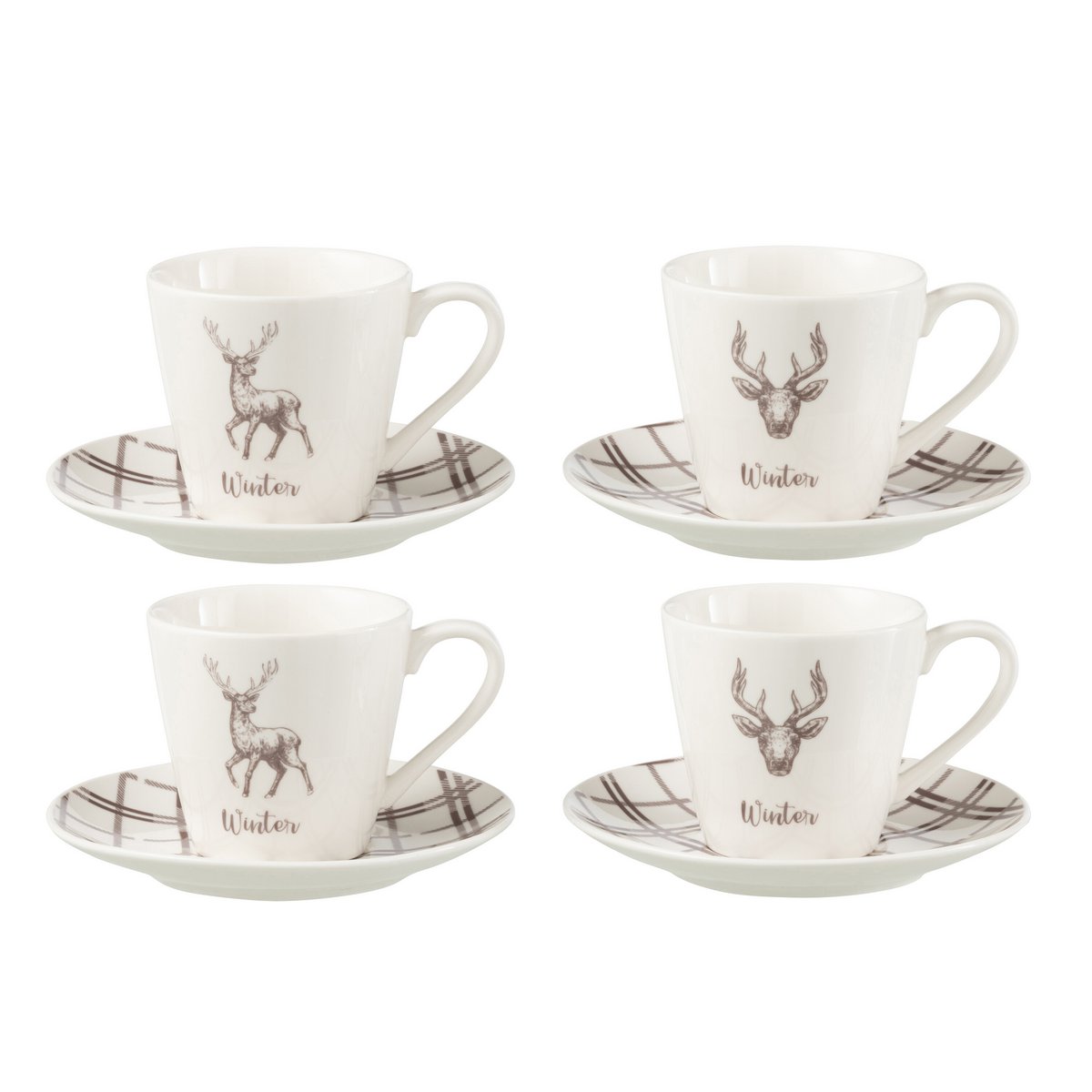 Vue d'ensemble du coffret J-Line avec sachets de thé et vaisselle