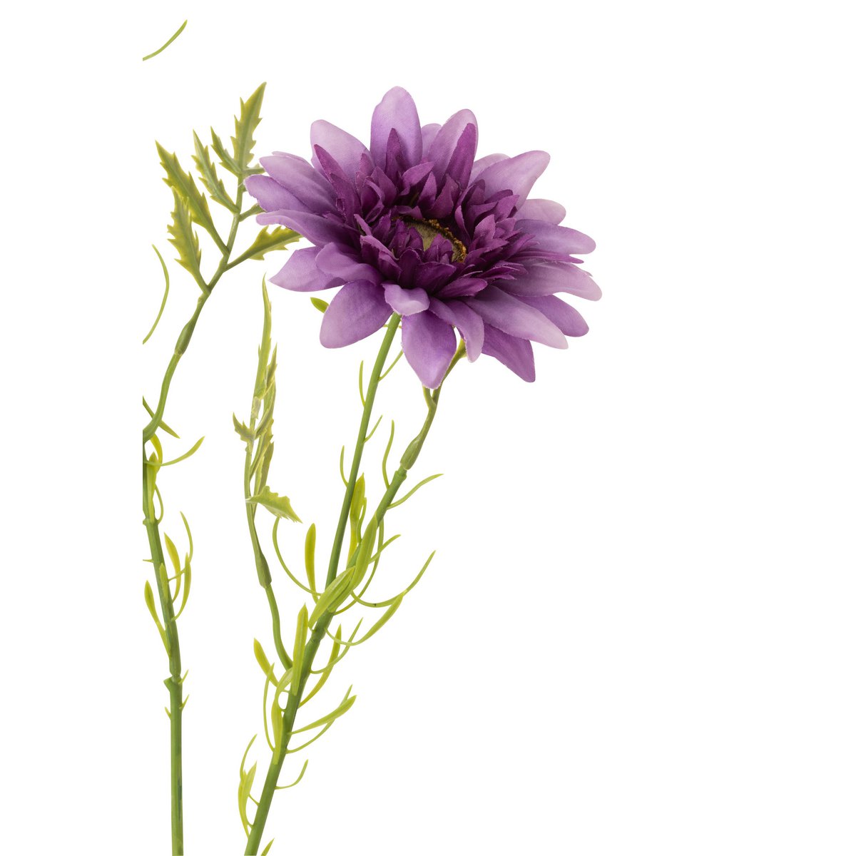 Détail des feuilles réalistes de la plante J-Line en plastique violet