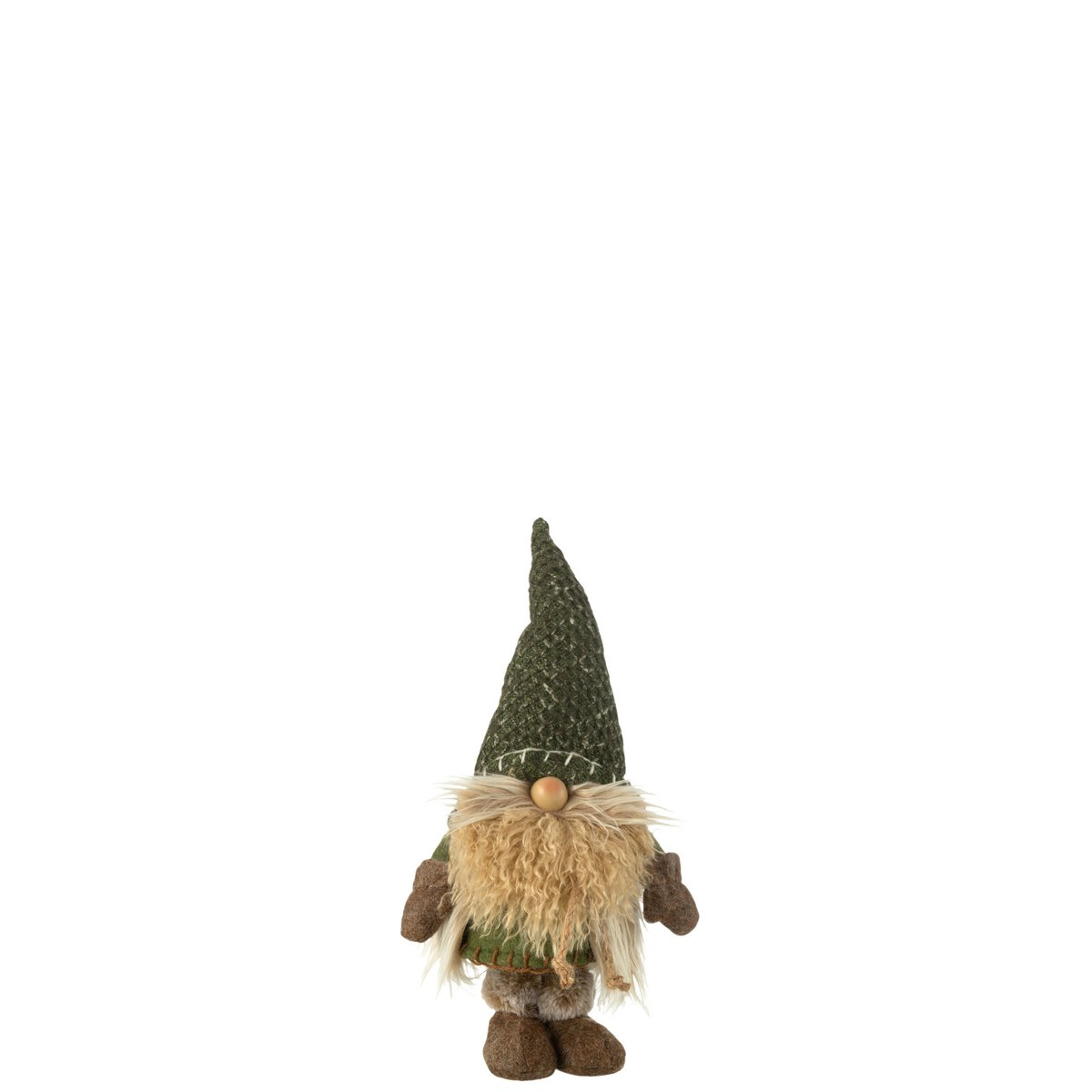 Gnome Tricoté Textile Vert Petit de J-Line, décoration élégante pour Noël