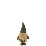 Gnome Tricoté Textile Vert Petit de J-Line, décoration élégante pour Noël