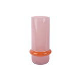 Vase Anneau Animé Grand en verre rose, vue de face