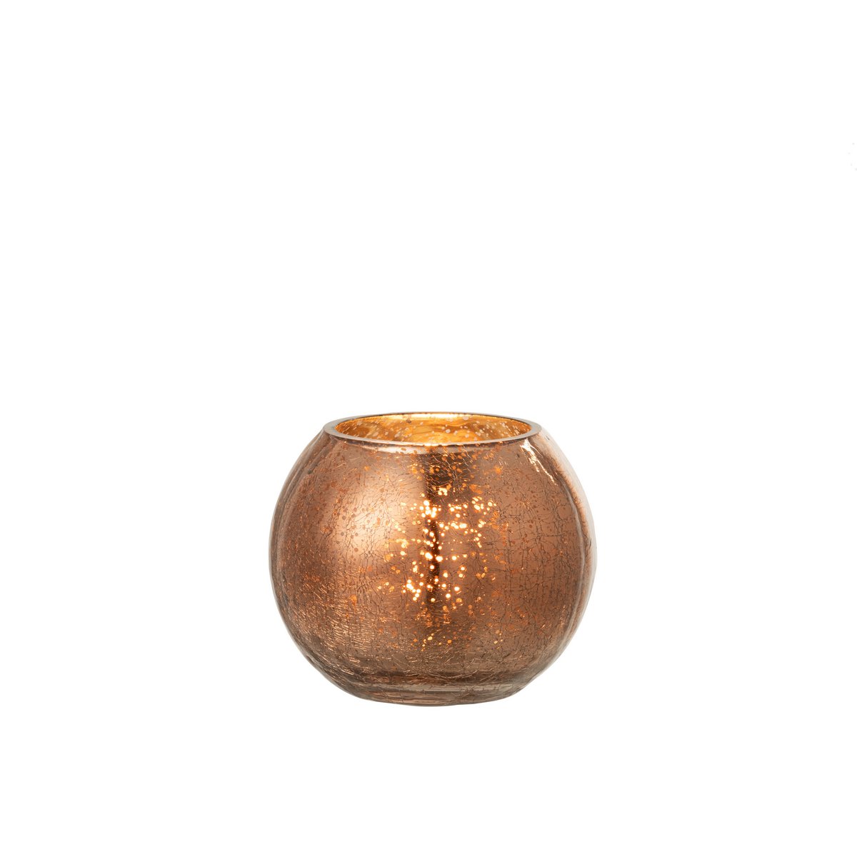 Lanterne J-Line Sphère Craquelé Perle - verre - marron - petite