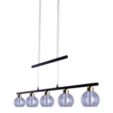 LED GLASS PENDANT LEIL "BRASS" Noir, classique et suspendu en métal noir et verre, avec des LED fermement intégrées, éclairage pour le salon, la salle à manger ou le bureau, 90 cm de long