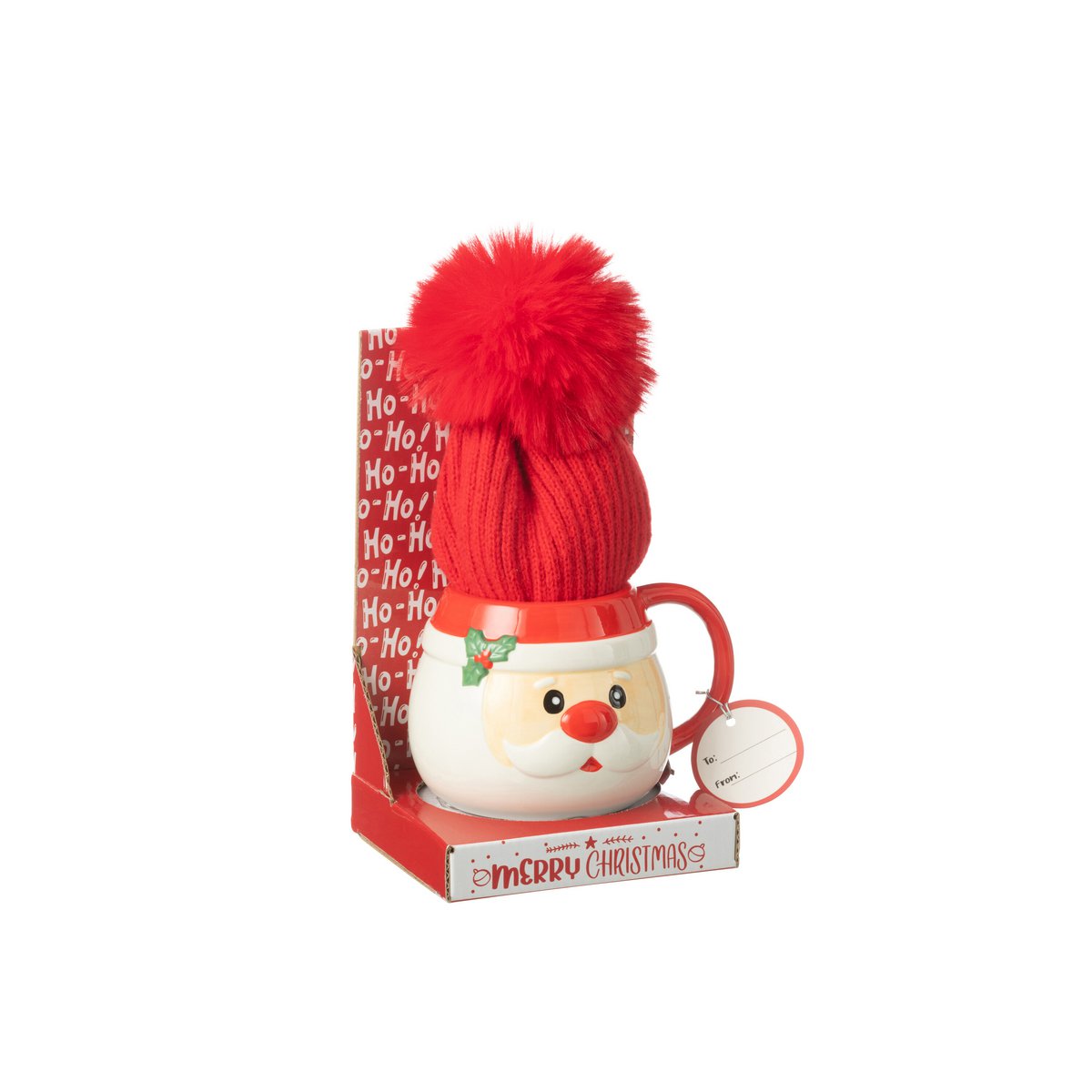 Coffret céramique Père Noël J-Line avec sac et chapeau colorés