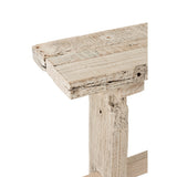 Vue latérale de la console J-Line en bois recyclé, dimensions