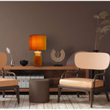Lampe de table "Bordo" 32 cm de haut en métal et en velours en or et brun, avec version E14, lampe pour salle à manger, salon, couloir ou bureau