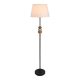 Lampe debout "Elina" 155 cm de haut, Ø 38 cm, métal en noir / marron, soufflerie texte en blanc, E27