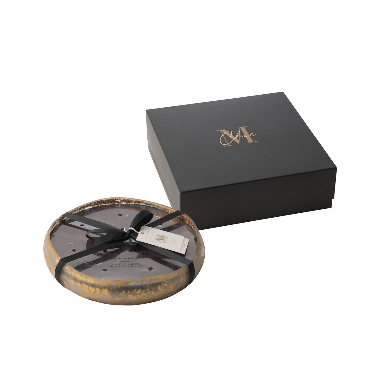 Bougie parfumée J-Line M-Chic en verre or et noir, vue avant