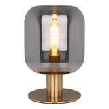 Verre Light Light "Alessio", 30 cm de haut, Ø 20 cm, métal de couleur or, verre fumé, E14