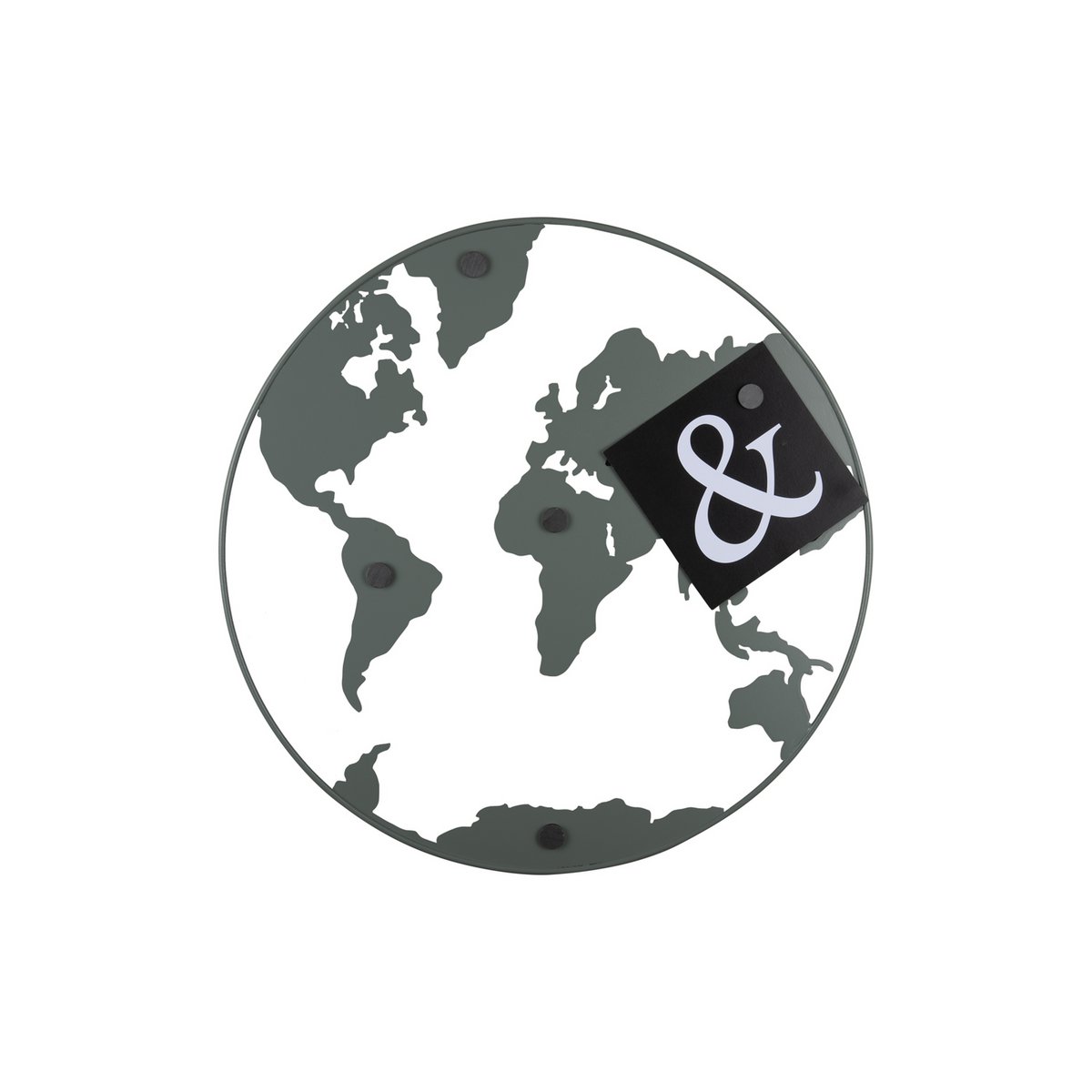 Tableau mémo carte du monde en métal avec aimants