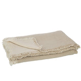 Plaid J-Line beige foncé avec franges, élégant et doux