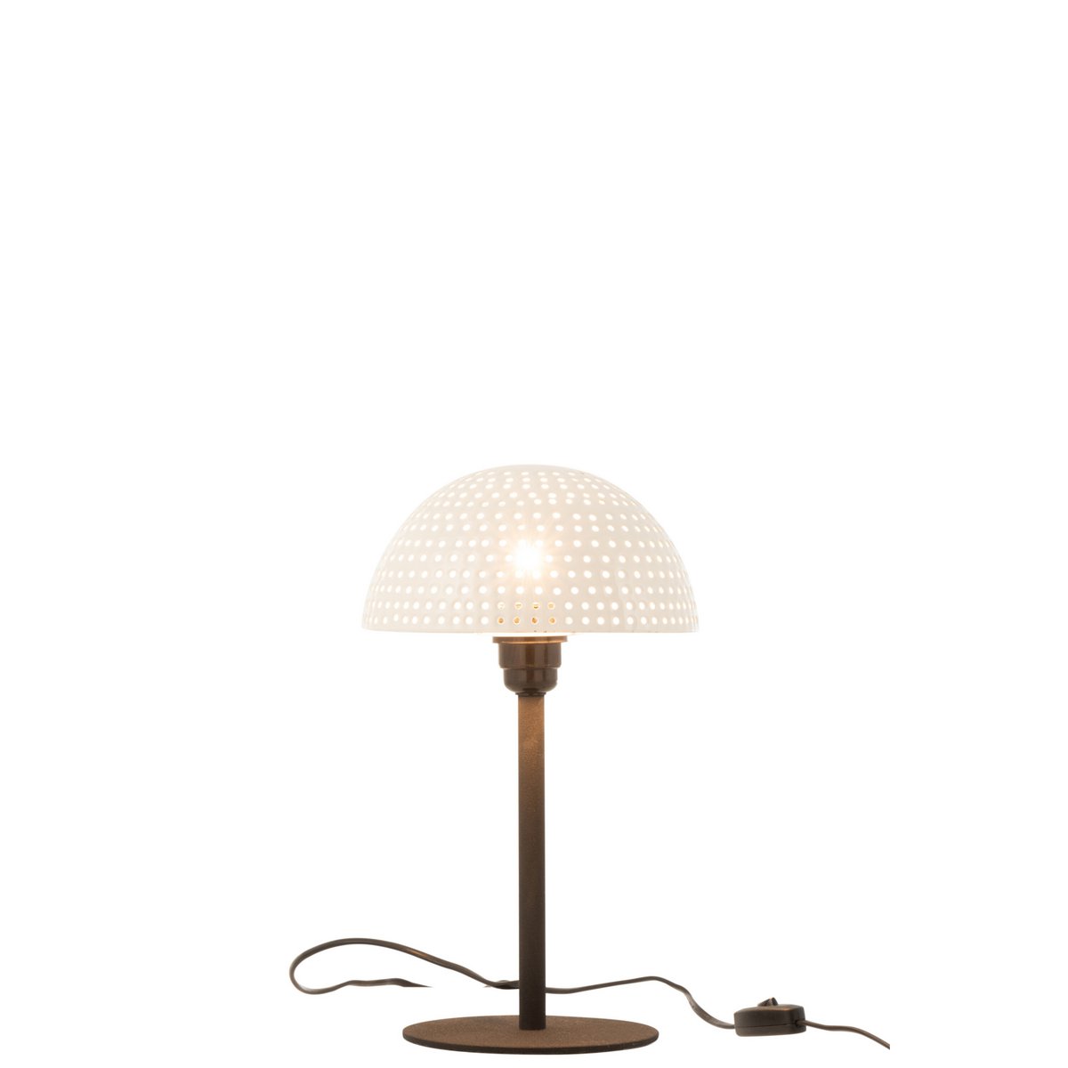 Lampe de table J-Line Mushroom Balls en métal blanc et noir, vue de face.