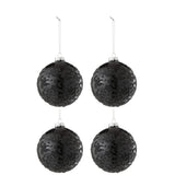 Boules de Noël en verre noir J-Line, élégance et brillance dans une boîte de 4