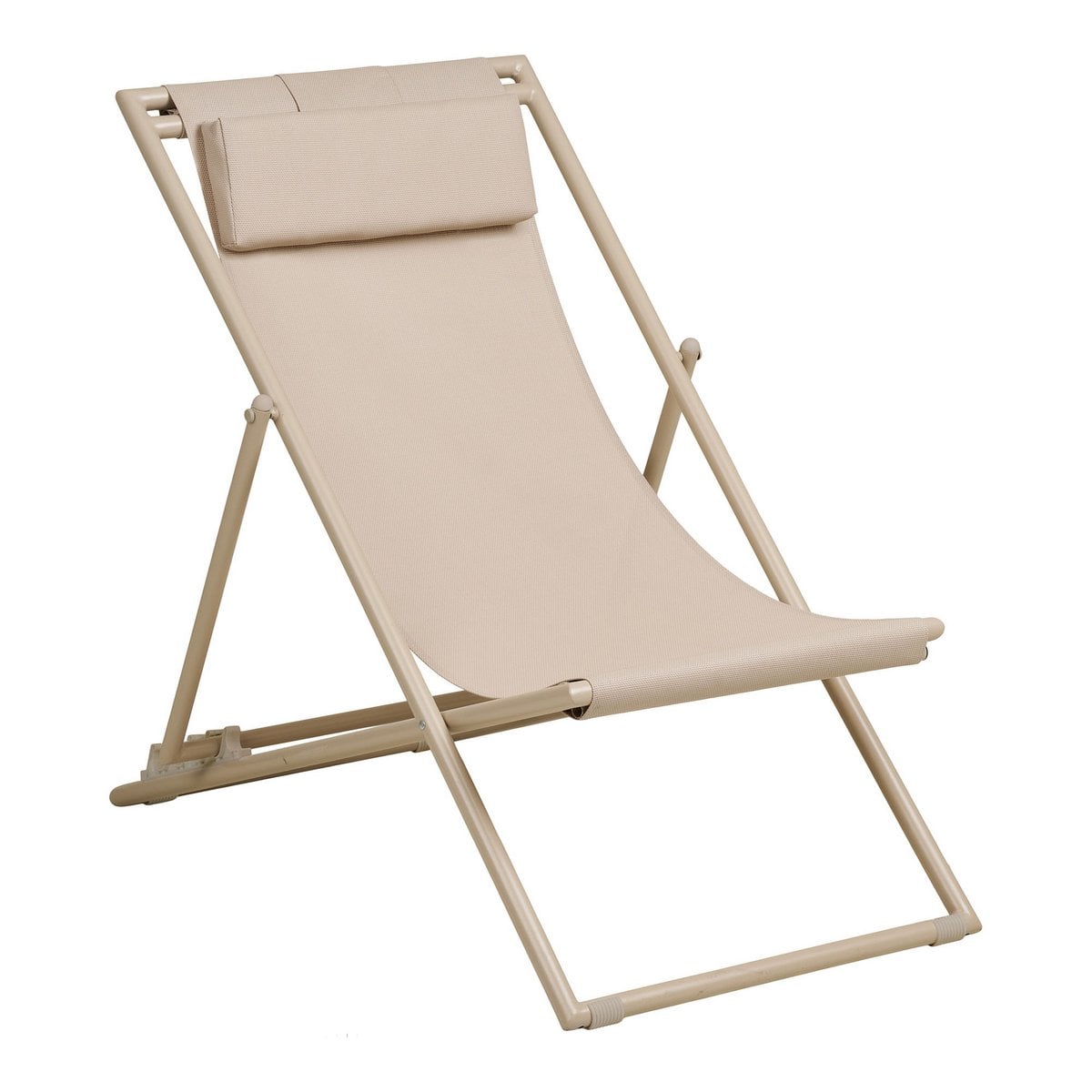 Chaise de plage Curtis en textilène taupe avec dossier ajustable