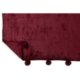 Pompon à carreaux J-Line - polyester - bordeaux - 170 x 130 cm