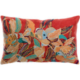 Coussin brodé Dori Papaye 30x50 cm avec motif aquatique élégant