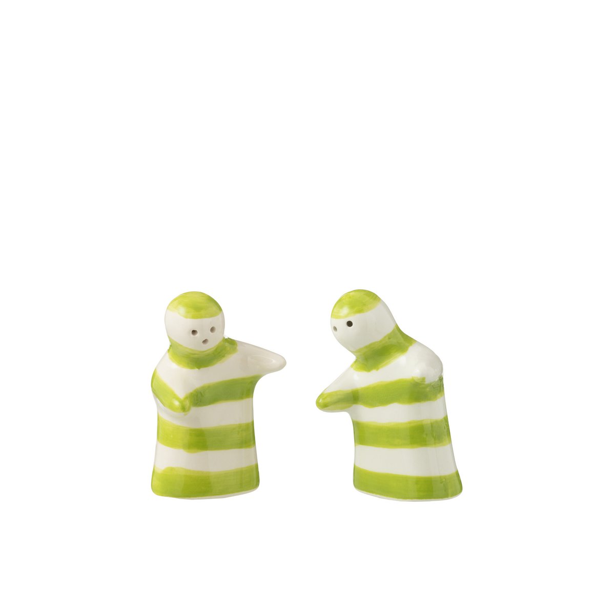 Salière et poivrière Stellings Grenade de J-Line en céramique blanche et verte