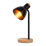 Lampe de bureau "Marie" en métal et en bois, E14, noir, 36,5 cm de haut