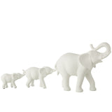 Détail de la sculpture éléphant J-Line, mettant en valeur la finition blanche.