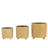 Pot de fleurs J-Line ocre avec plante, ambiance salon