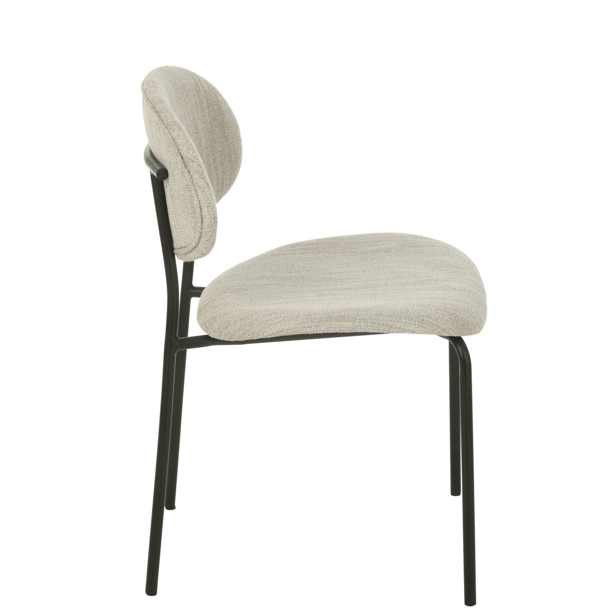 Chaise J-Line en métal et textile beige, angle latéral