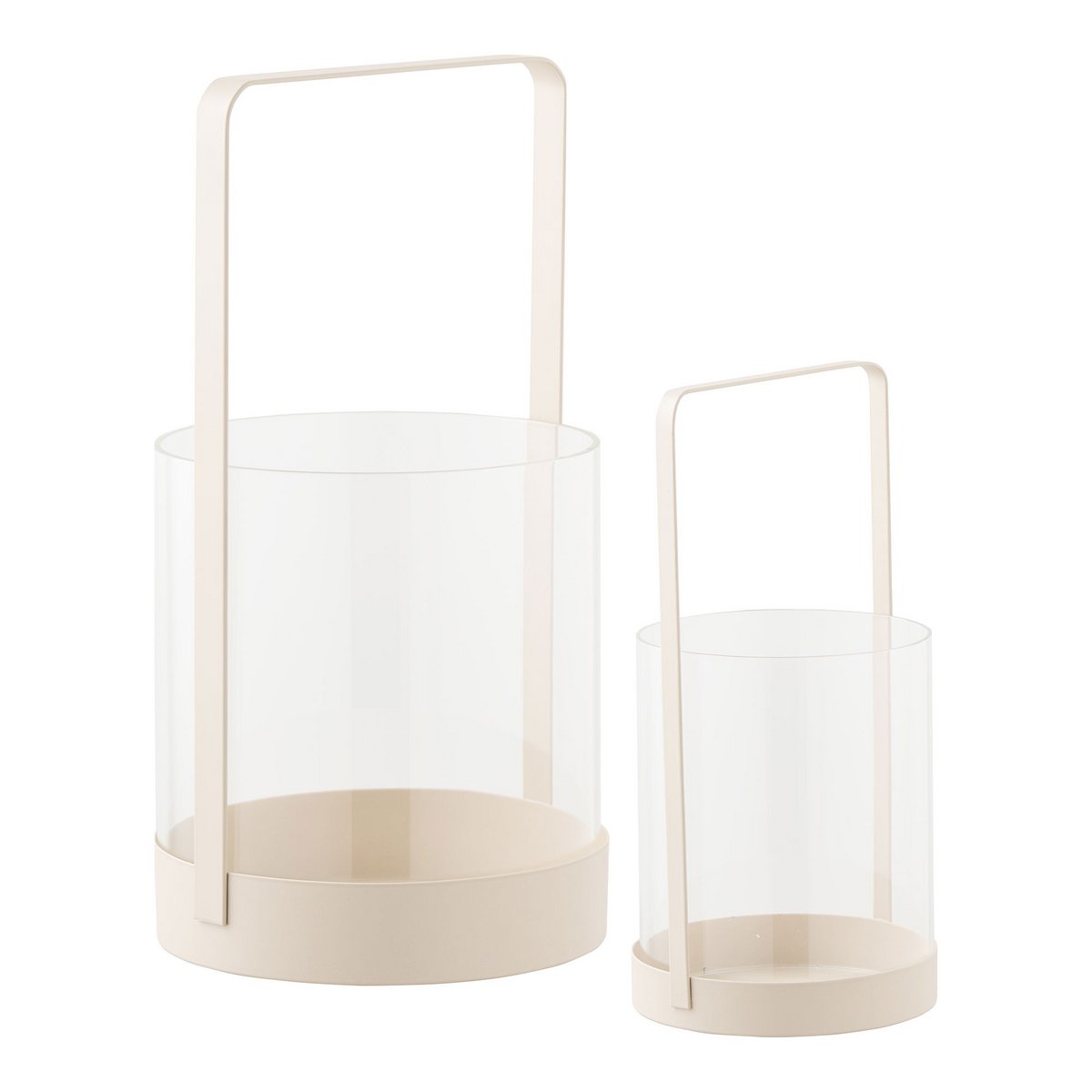 Bougeoir Hurricane, lot de 2, sur une table en bois, style scandinave