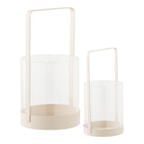 Bougeoir Hurricane, lot de 2, sur une table en bois, style scandinave