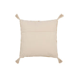 Coussin Triangles J-Line avec pompons, design chic et élégant en coton naturel et blanc.