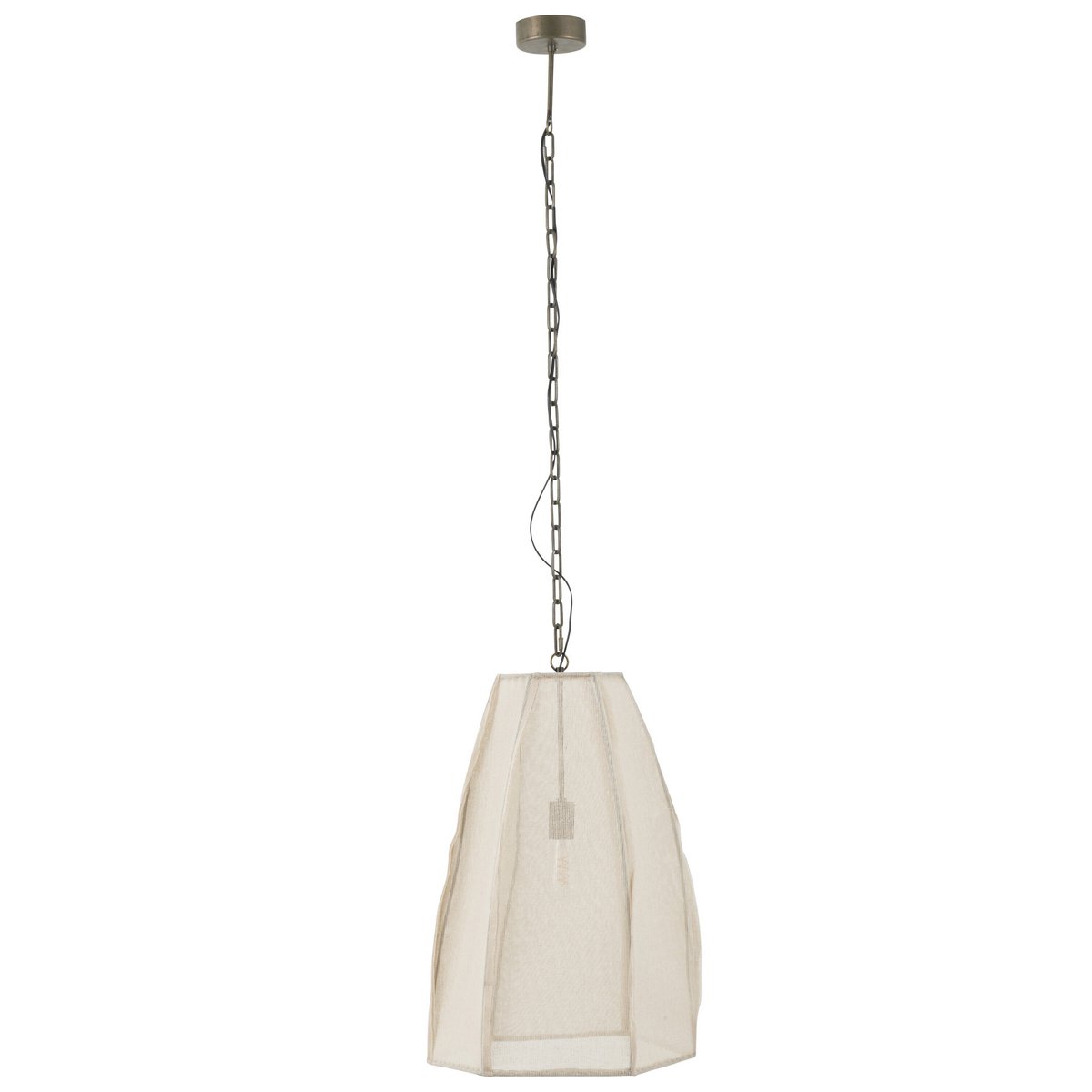 Plafonnier Poire Lin/Fer Blanc - Ambiance bohème chic
