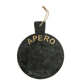 Planche à découper J-Line Apero Round Marble - mise en scène avec des tapas