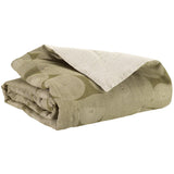 Plaid imprimé Tito Naturel 135 x 200 - Fond kaki avec spirales blanches