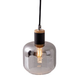 Lampe à 1 pendentif "Fumoso", lampe suspendue en métal et en verre en noir, avec une douille E14, pour salle à manger, salon, couloir ou bureau, lampe suspendue 80 x 20 cm