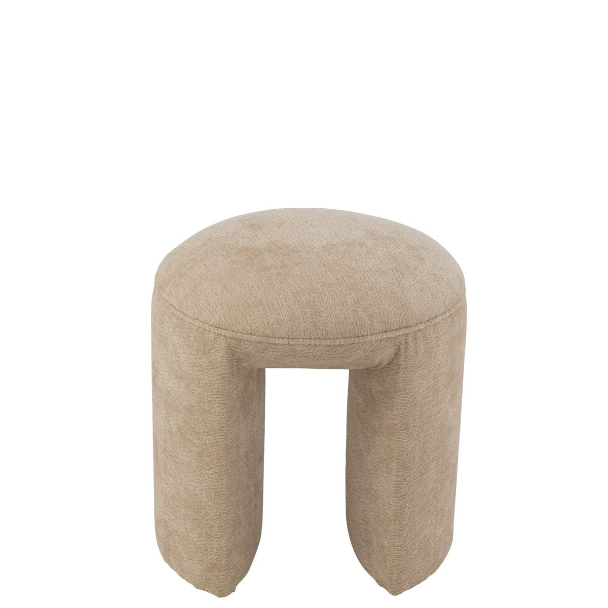 Tabouret J-Line rond en textile beige, angle latéral