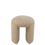 Tabouret J-Line rond en textile beige, angle latéral