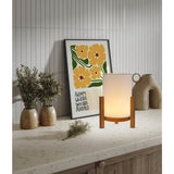 Lampe cordiale "Madita" 32 cm de haut, en blanc / nature, avec LED intégrée, dimmable avec capteur tactile