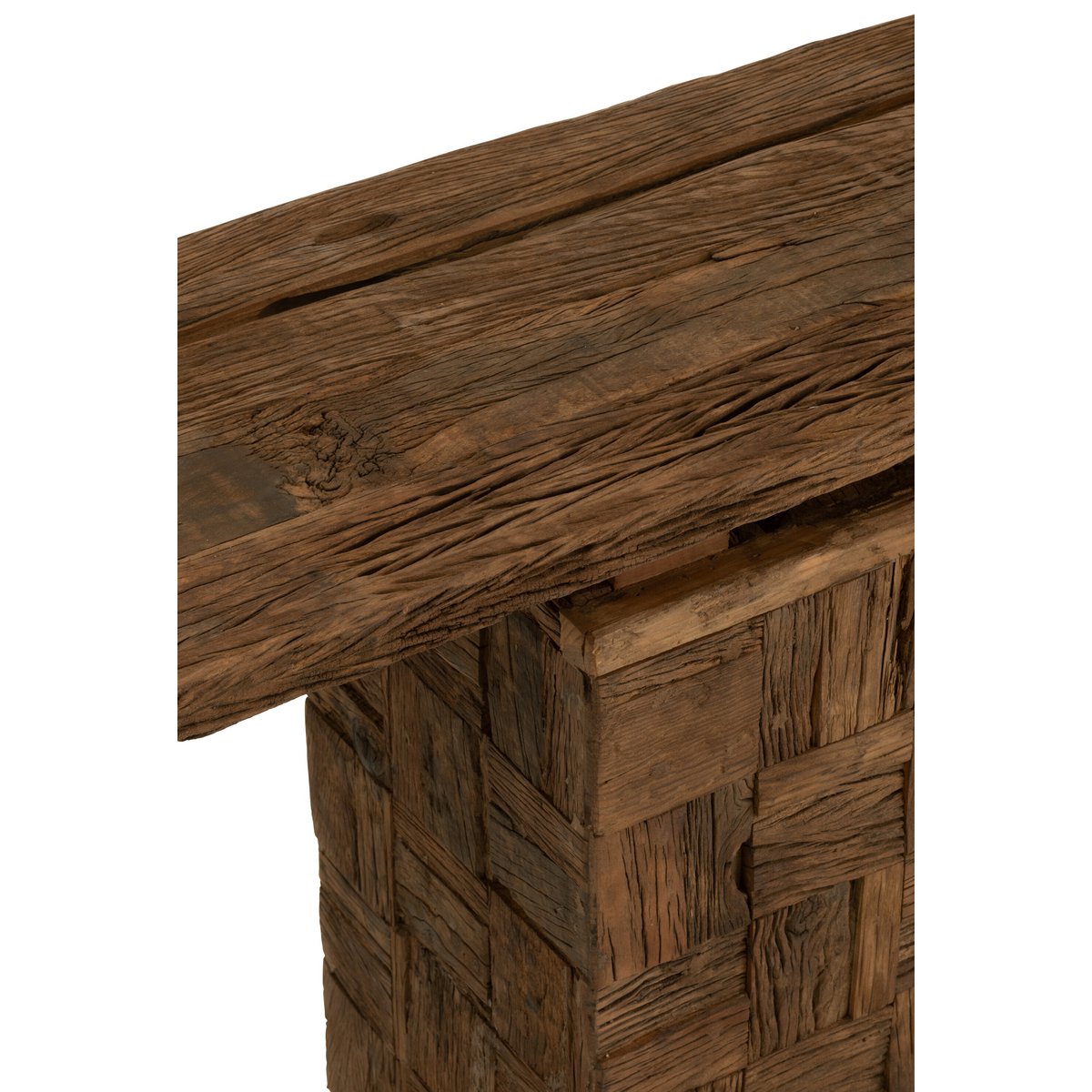 Console J-Line Woody Hout Naturel - vue de dessus montrant la surface en bois