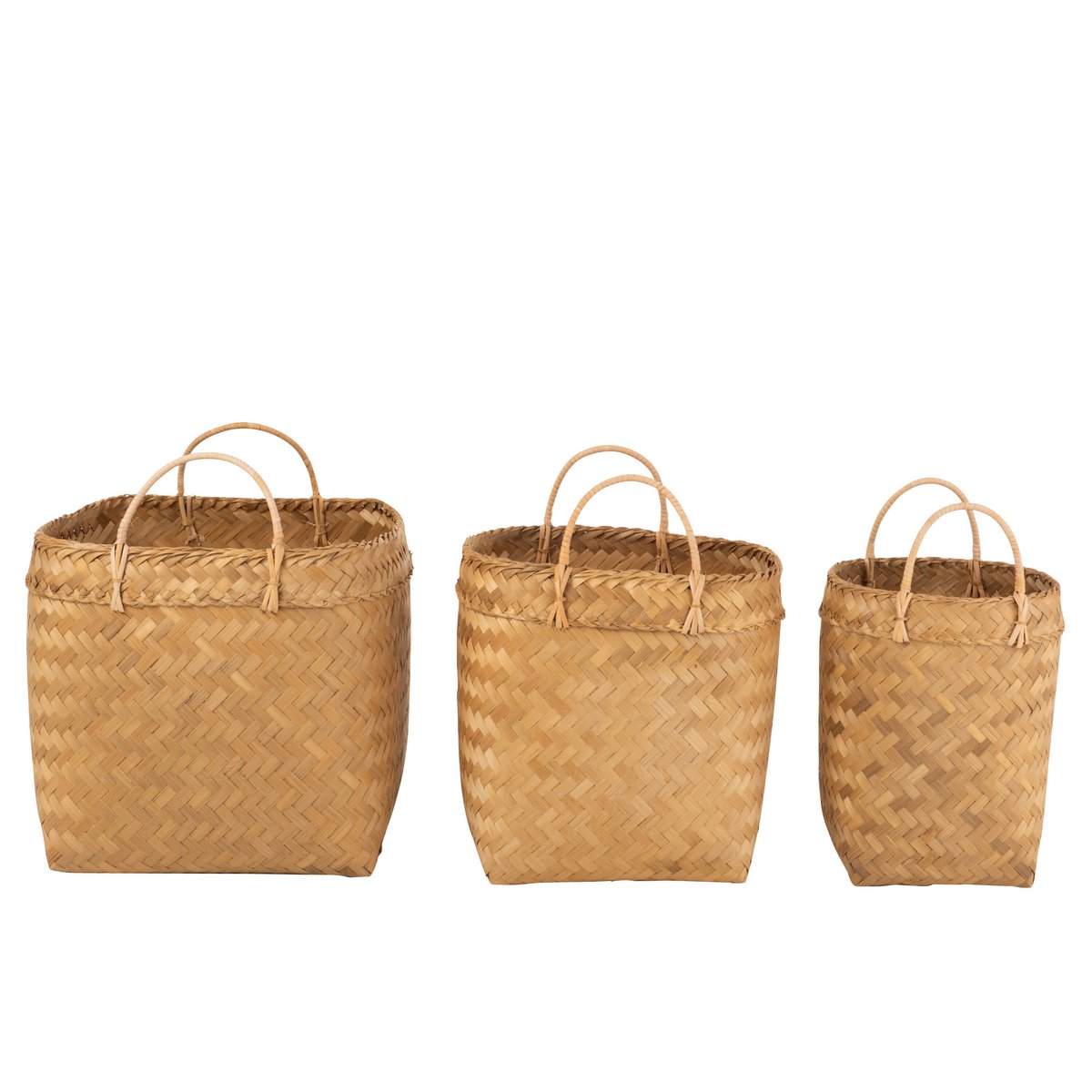 Panier J-Line en rotin naturel, lot de 3, vue de face