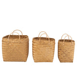 Panier J-Line en rotin naturel, lot de 3, vue de face
