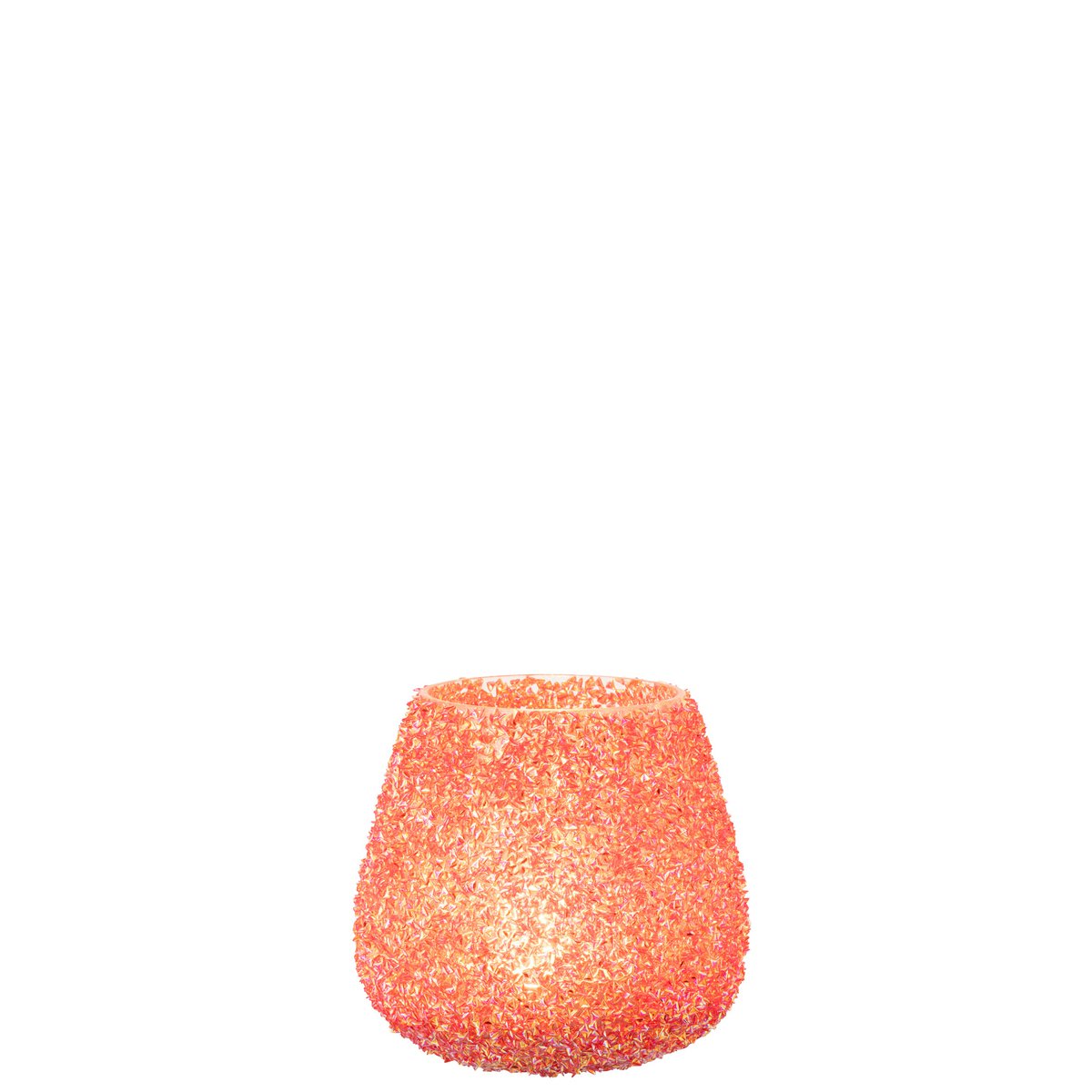 Bougeoir J-Line Perles en verre orange foncé, vue de face