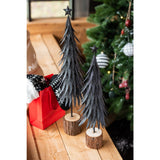 Sapin de Noël J-Line en métal noir, vue de face avec détails élégants