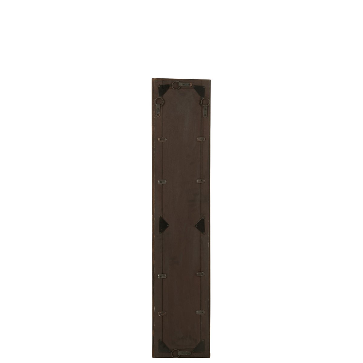 Détail du cadre en bois marron du miroir J-Line