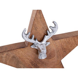 Ensemble de 2er en bois de figure en bois avec tête de cerf taille 25/19 cm Boîte maîtresse à 10 parties Affichage en bois de mangue