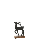 Figurine Rendeer J-line en aluminium et bois noir, vue de face