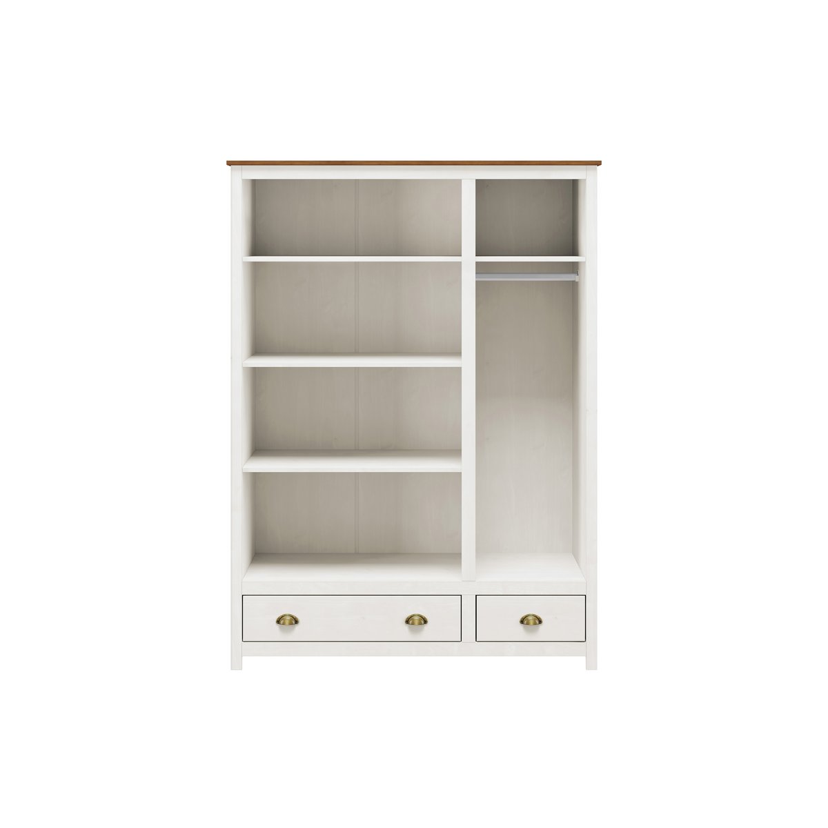 Détail des poignées en métal de l'armoire Moebilia