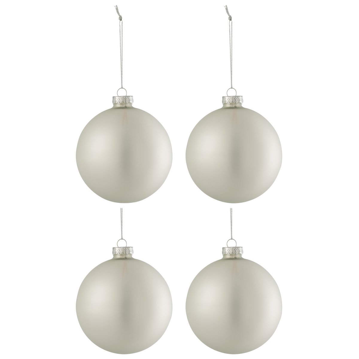 Boules de Noël J-Line en verre argenté mat, boîte de 4
