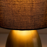 Lampe de table "Aurum" 33 cm de haut en or / noir, en métal et textile, avec version E14, éclairage pour salle à manger, salon, couloir ou bureau
