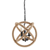 Pendentif "Regia", black metal, corde de chanvre, prise E27, éclairage pour le salon, salle à manger ou bureau, 43 cm de diamètre
