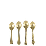 Lot de 4 cuillères J-Line en métal doré, disposition artistique sur une table.