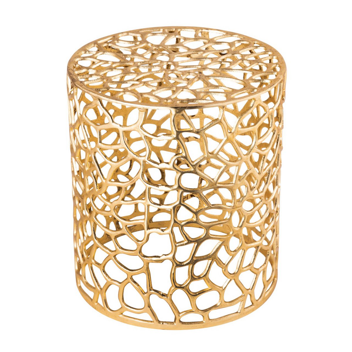 Table d'appoint Table décorative en métal Ø 40 x 46 cm rond Agadir Silver ou Gold aluminium Coral Design