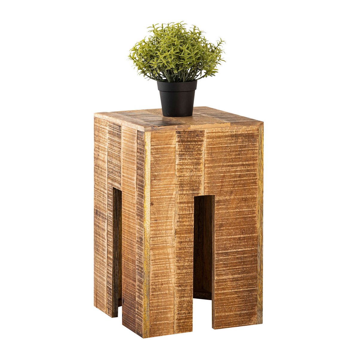 Tabouret carré en bois de mangue, design élégant et naturel